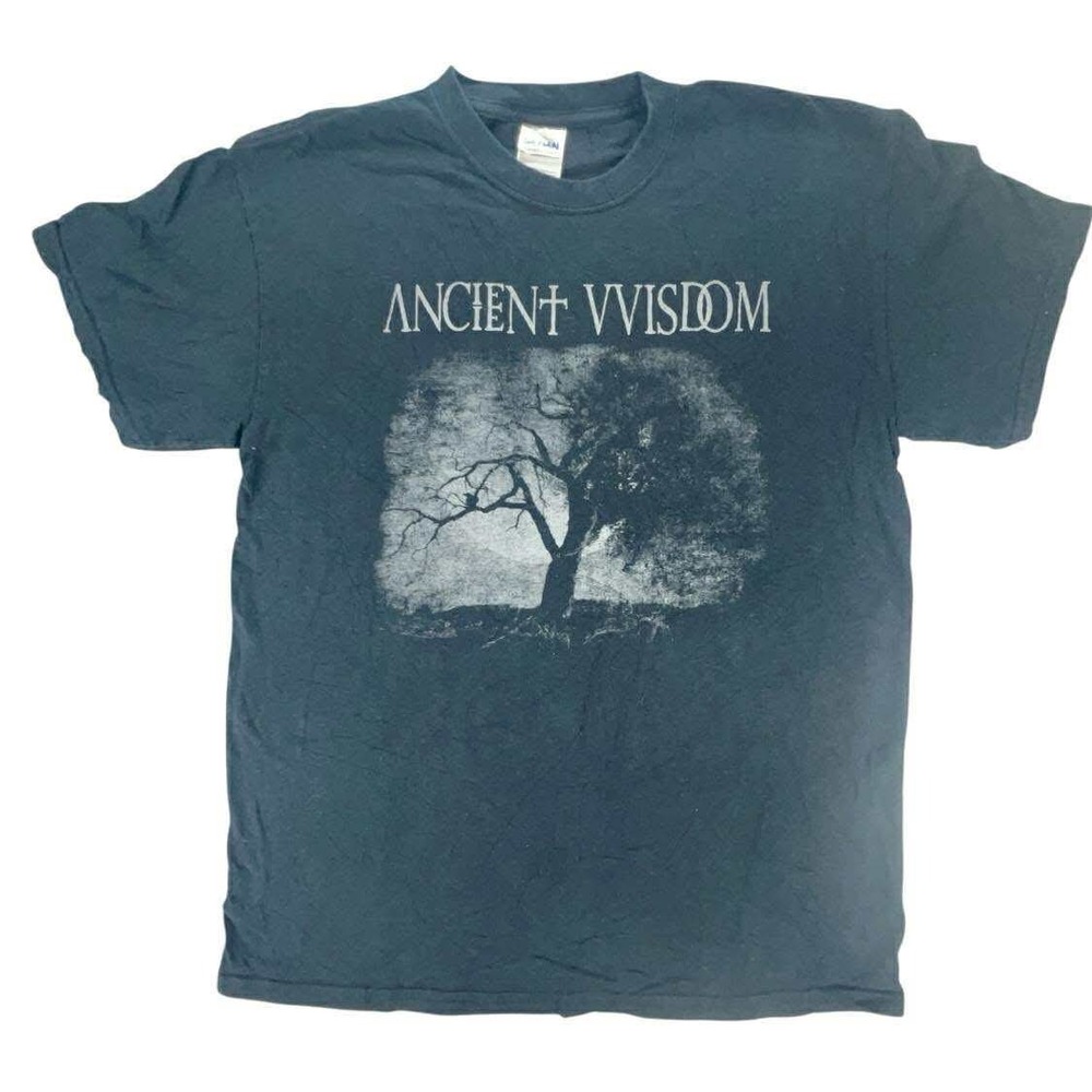 Ancient VVisdom Band T-Shirt Gildan Heavy Cotton Graphic Tree‎ Black Medium